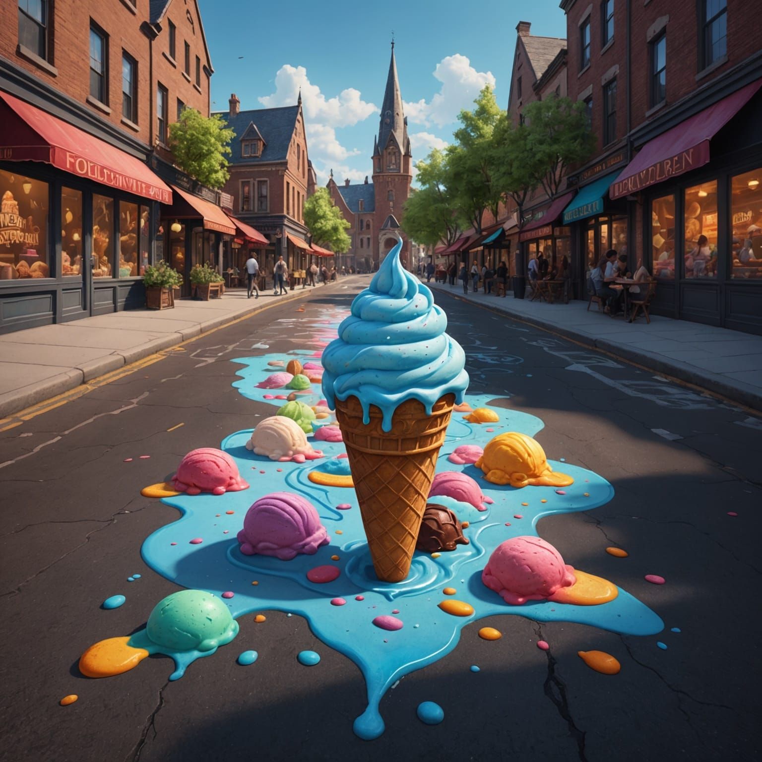 Stunning Ice Cream Chalk Art in Deep Color