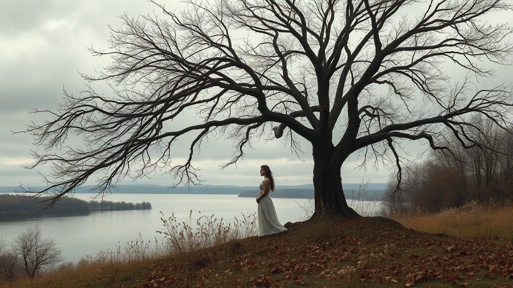 Ethereal Autumnal Landscape with Melancholic Figure
