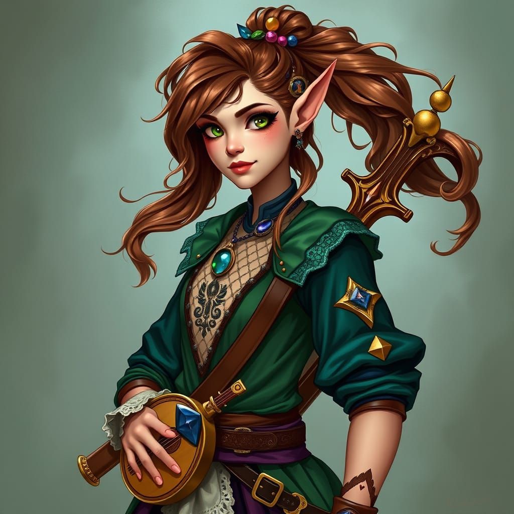 Non-binary half-elf bard