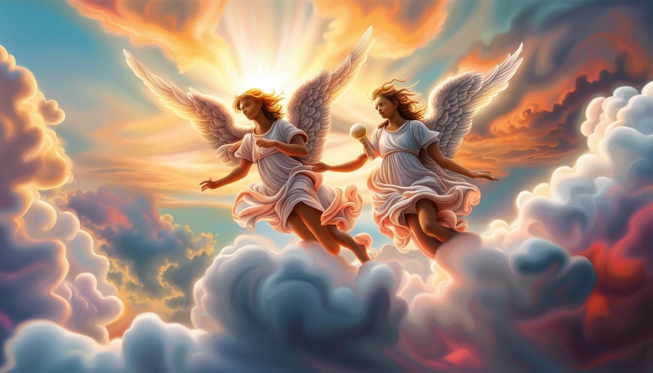 Angels Play in the Clouds at Sunrise