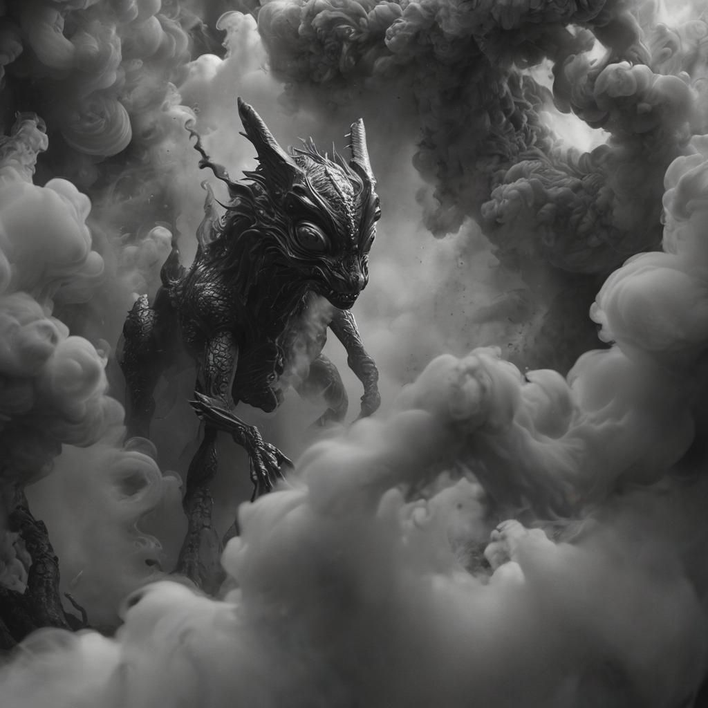 Metallic Iridescent Creature Emerges from Vortex