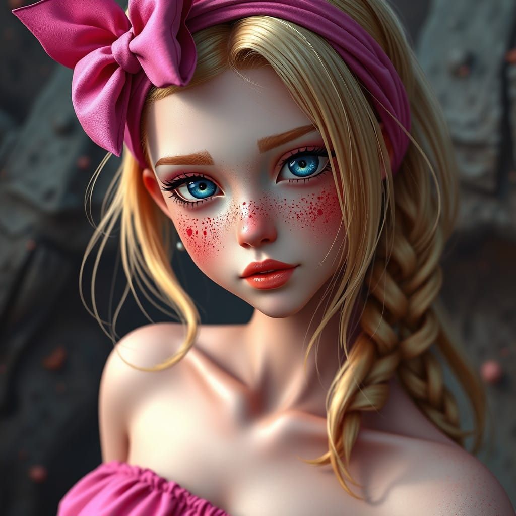 Whimsical Pink Fantasy Princess in Rose-Pink Hues