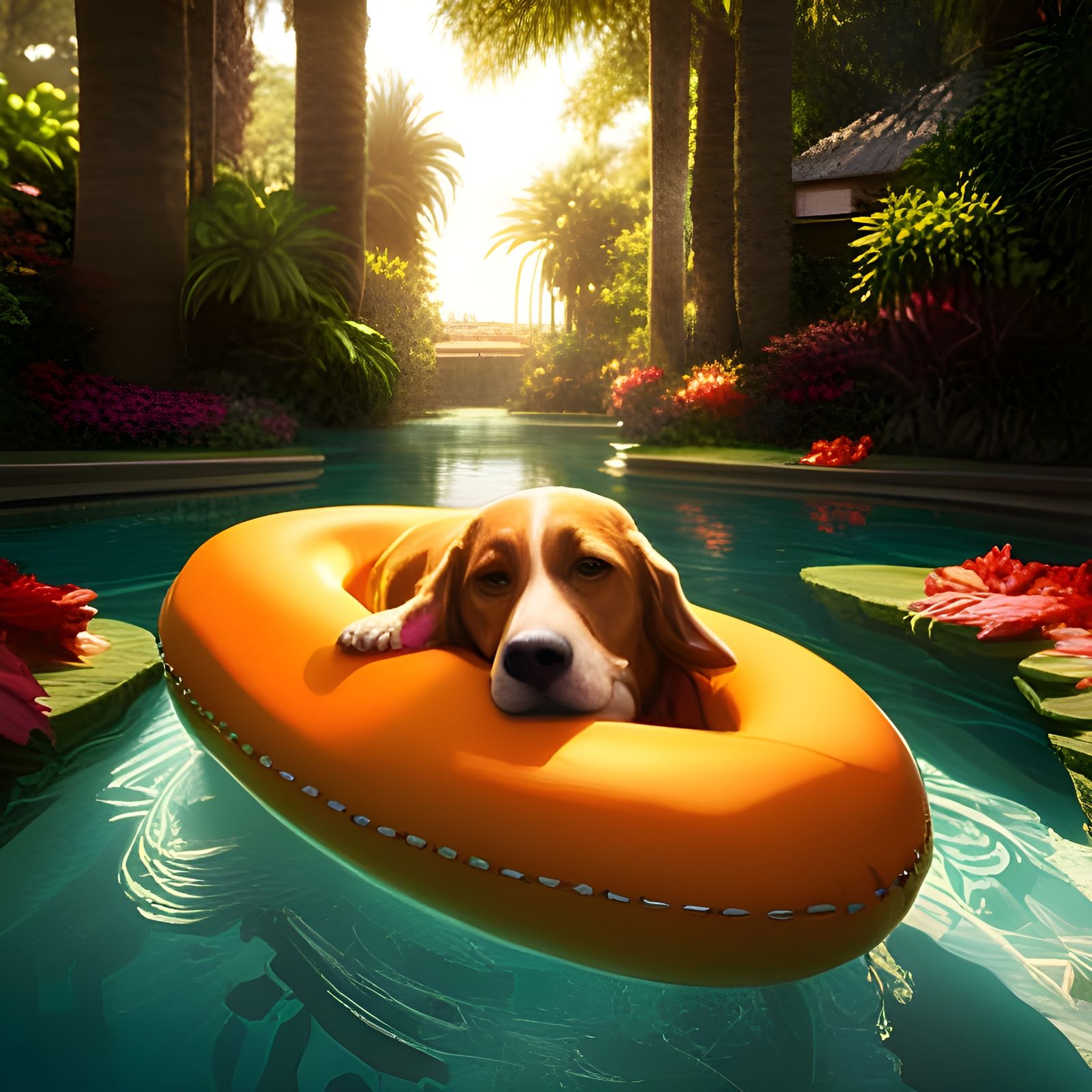 Dog Days: Canine Relaxation in the Pool
