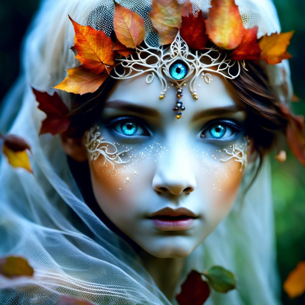 Enchanting Fairy Face with Autumnal Colors