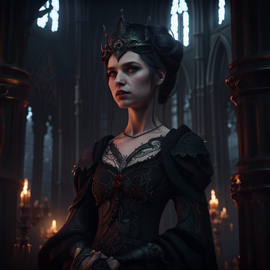 Gothic Girl in Dark Aesthetic Concept Art