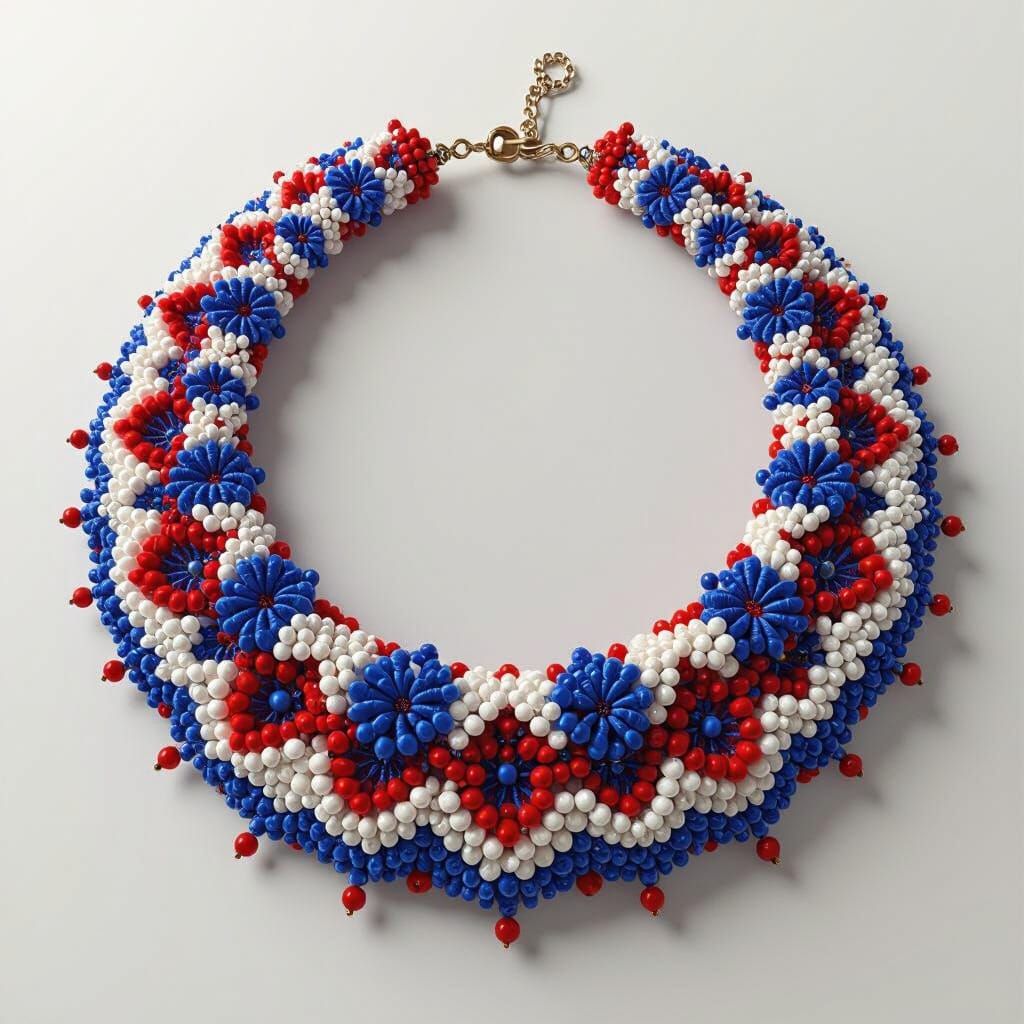 Croatian Folk Costume Necklace with Abstract Vector Fractal