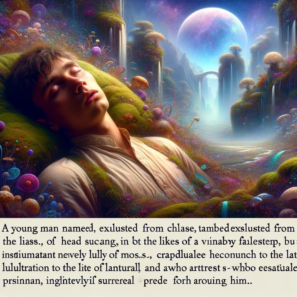 Aiden's Surreal Slumber in an Ethereal Landscape
