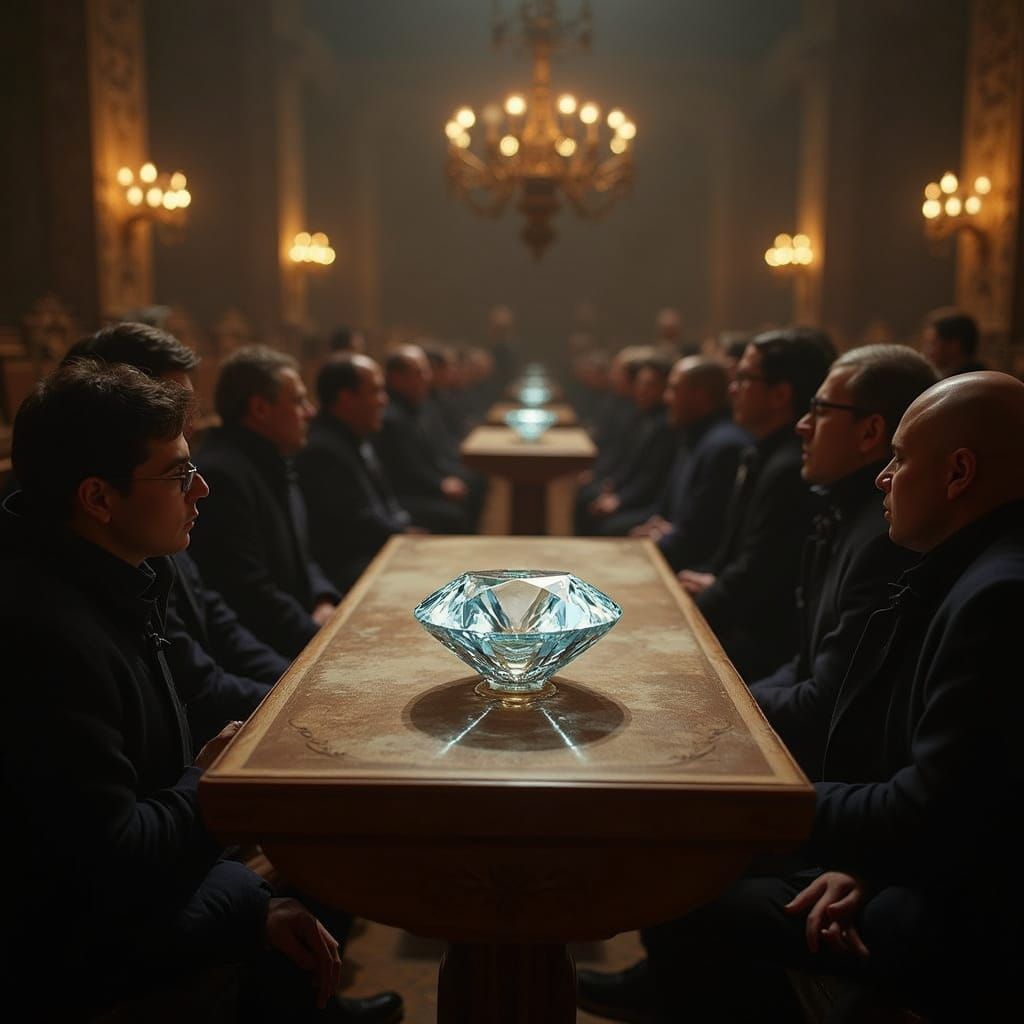 Crystal Blue Diamond in Moody, Hyperrealistic Lighting