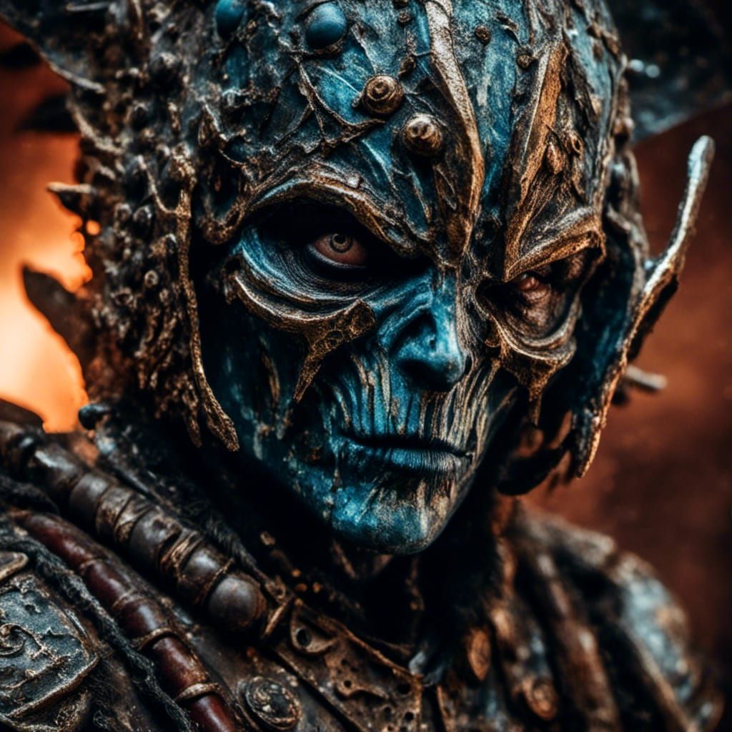 Hyperreal Alien Gladiator Portrait in Macabre Style