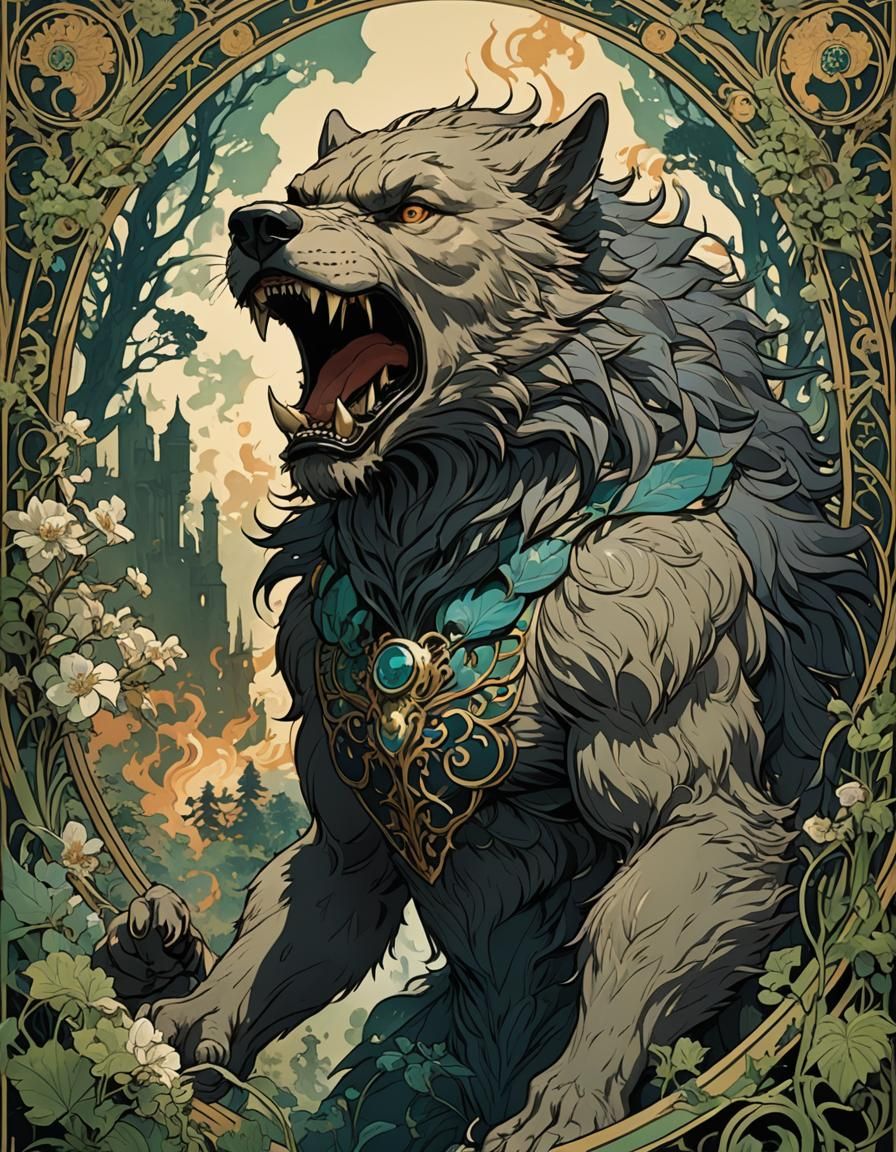 Werewolf in Toxic Gas, Art Nouveau Style