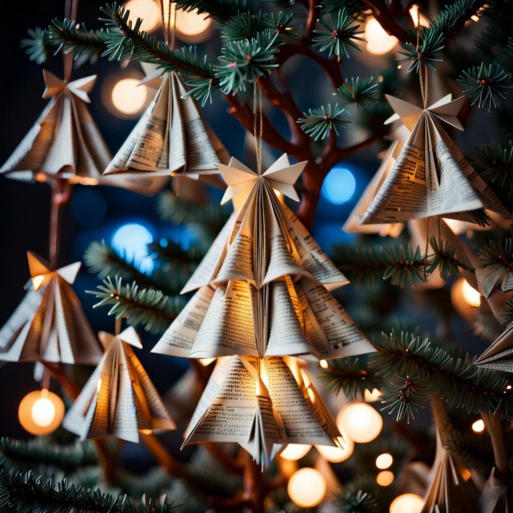 Intricate Origami Christmas Tree with Luminous Lighting