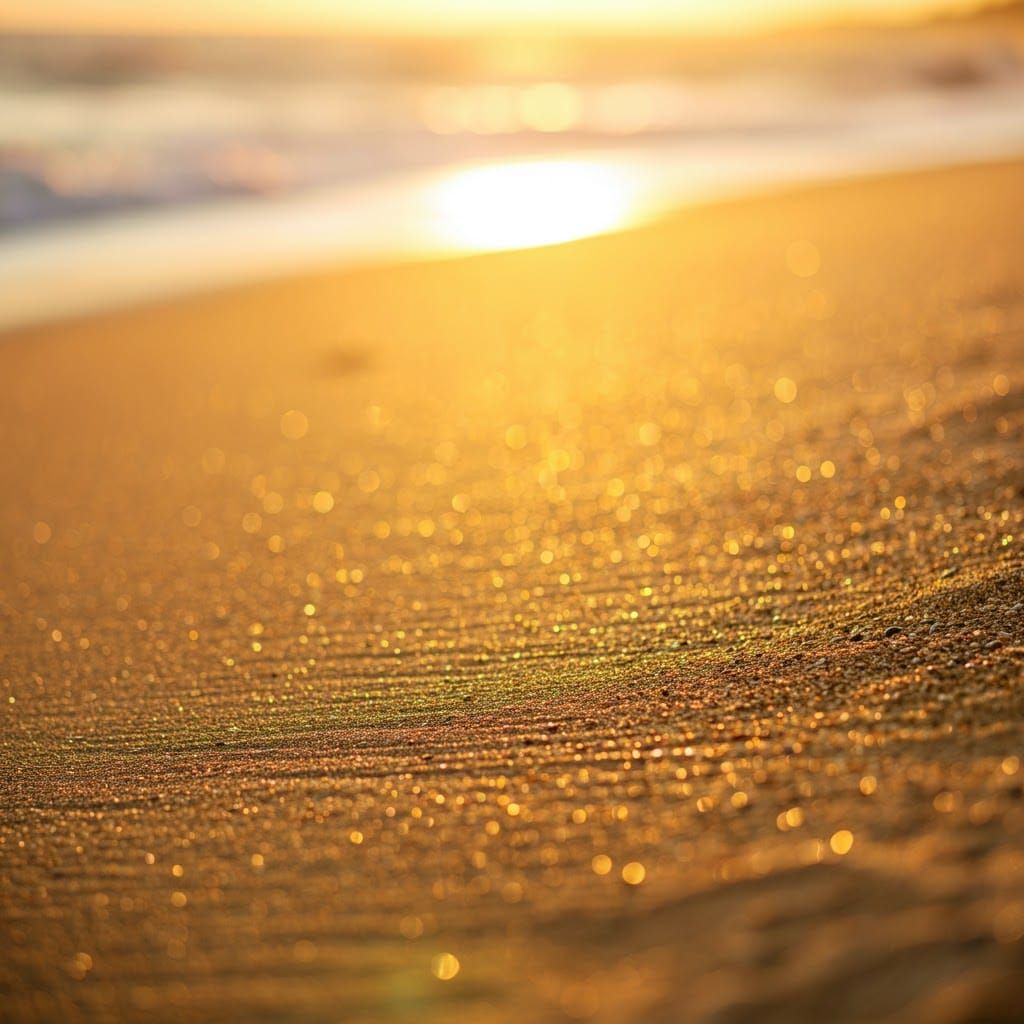 Golden Beach Sand Glistening at Sunset