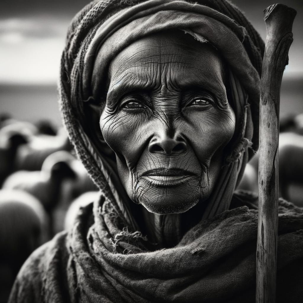 Resilient African Shepherdess: A Cinematic Portrait
