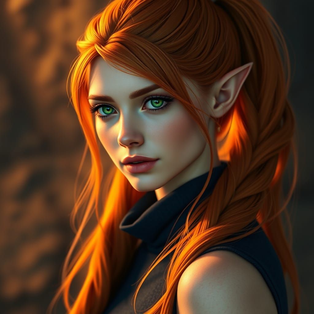 Elegant Elf Druid in Warm, Vibrant Hues