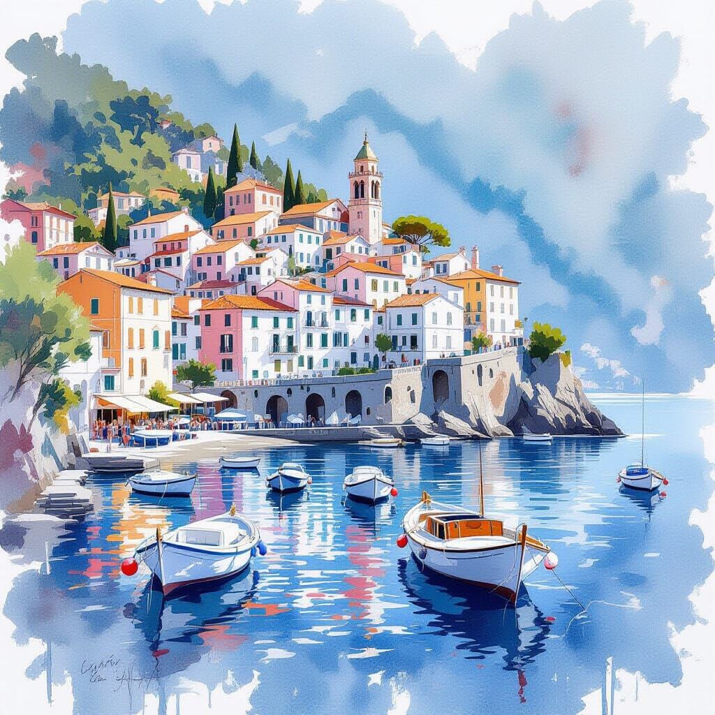 Italian Riviera Village: Boats in Haenraets and Griffiths St...