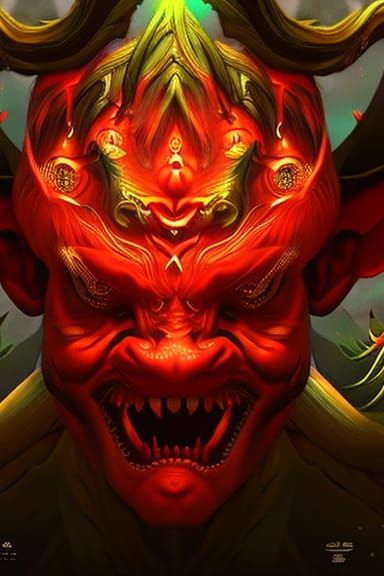 Demonic Creature Close-Up: 3D Illustration