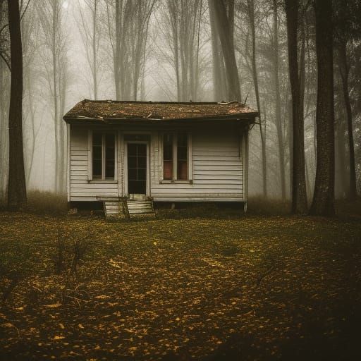 Abandoned House in Misty Woods: Professional Photography