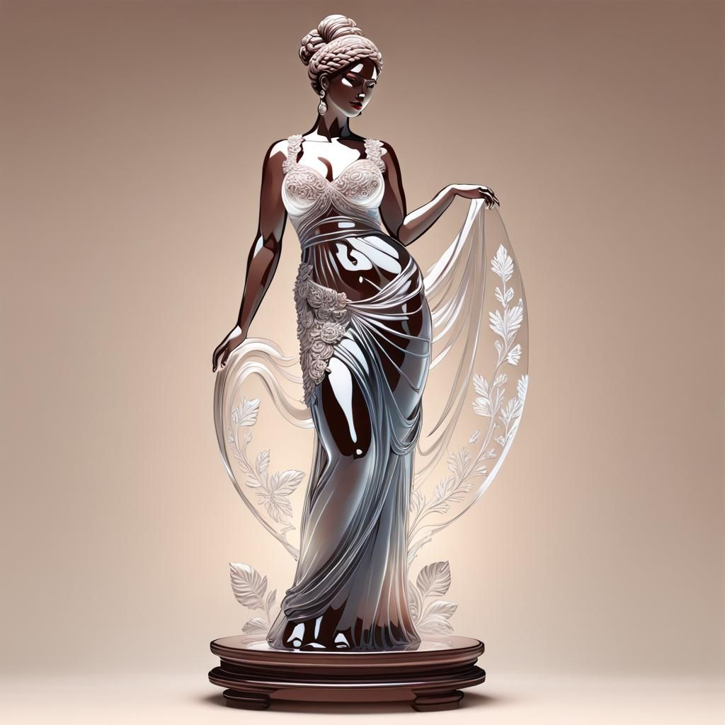 Red Crystal Glass Statue of Curvy Woman