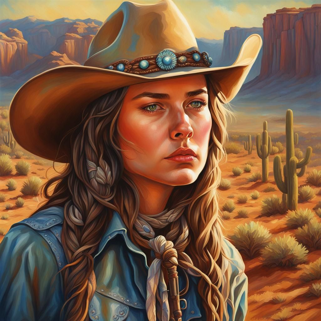 1960s Cowgirl Portrait in Desert Landscape