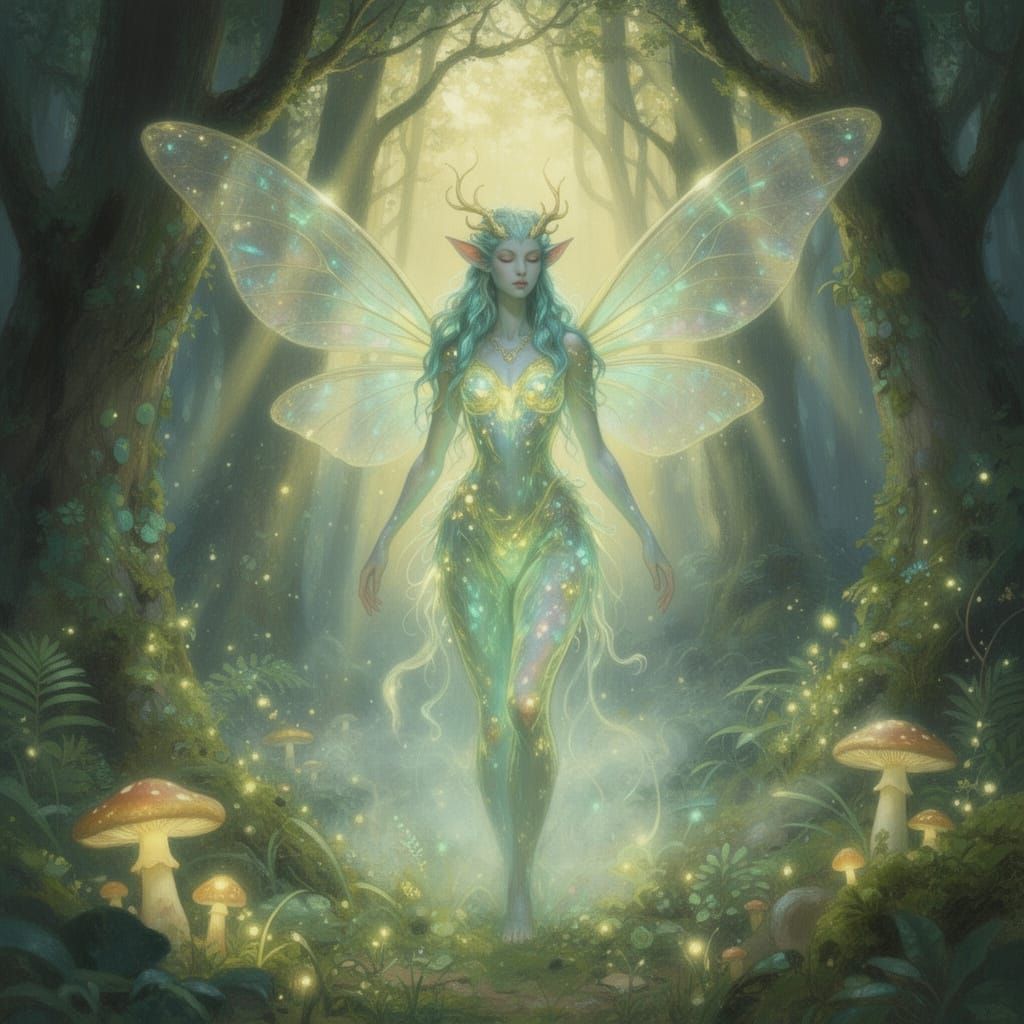 Ethereal Fae Guardian of Gaia in Ancient Forest