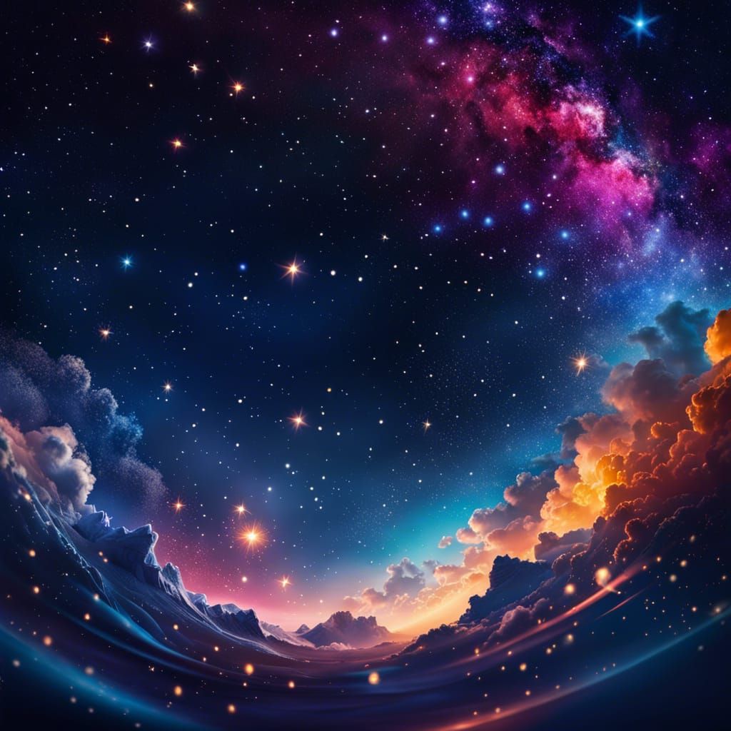 Dramatic Starry Night Sky in Hyperrealistic Photo