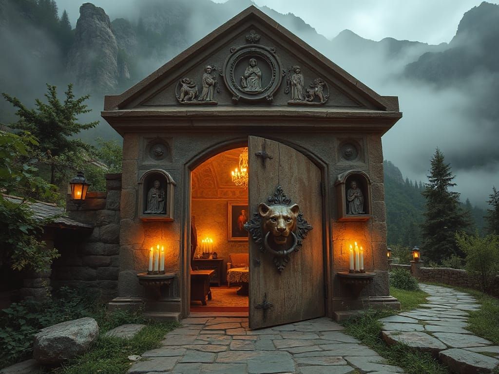Ancient Temple Awakens in Misty Mountains