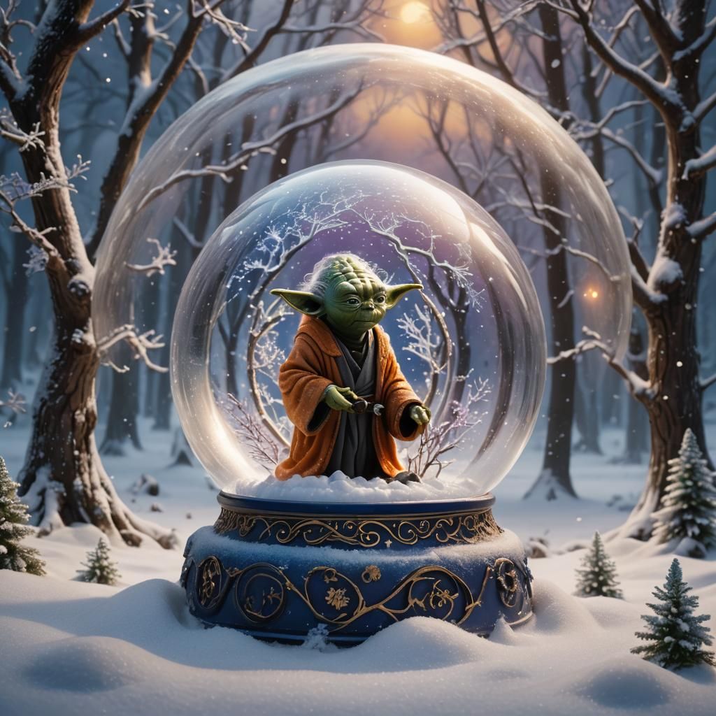 Yoda in Mystical Snow Globe: Digital Matte Painting