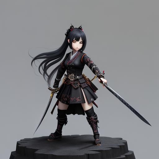 Chibi Gothic Girl with Swords: Matte Painting