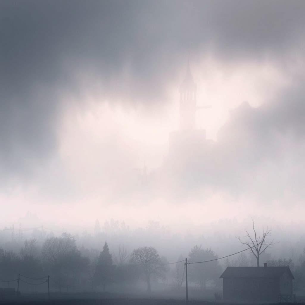 Eerie Mist Creates Dreamlike Futuristic Landscape