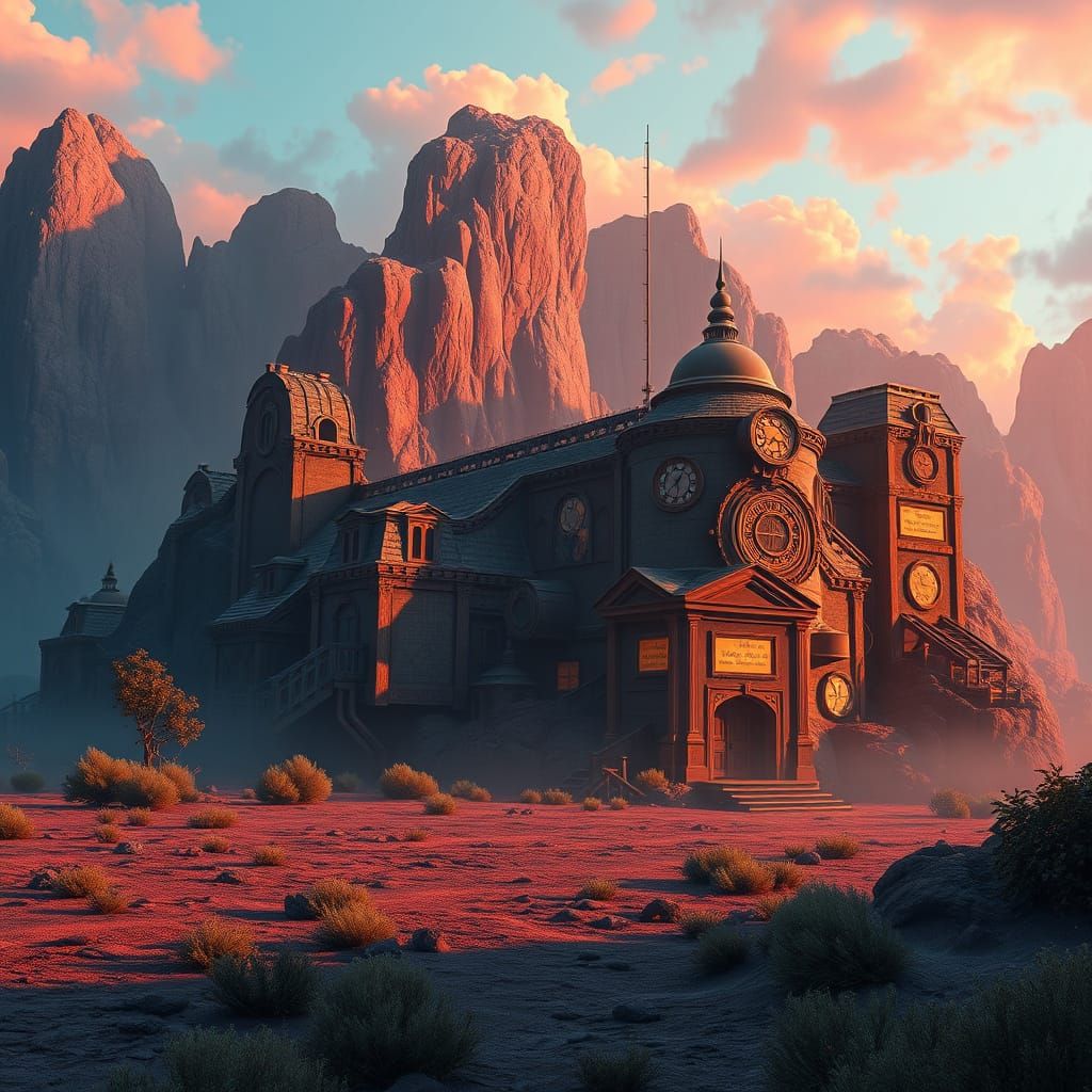 1940s-Inspired Futuristic Dreamscape in Vibrant Colors