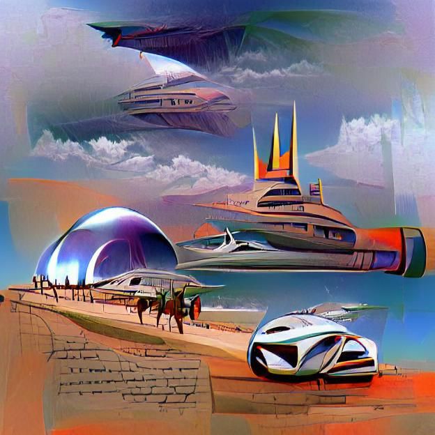 Retro Future Cityscape Concept Art