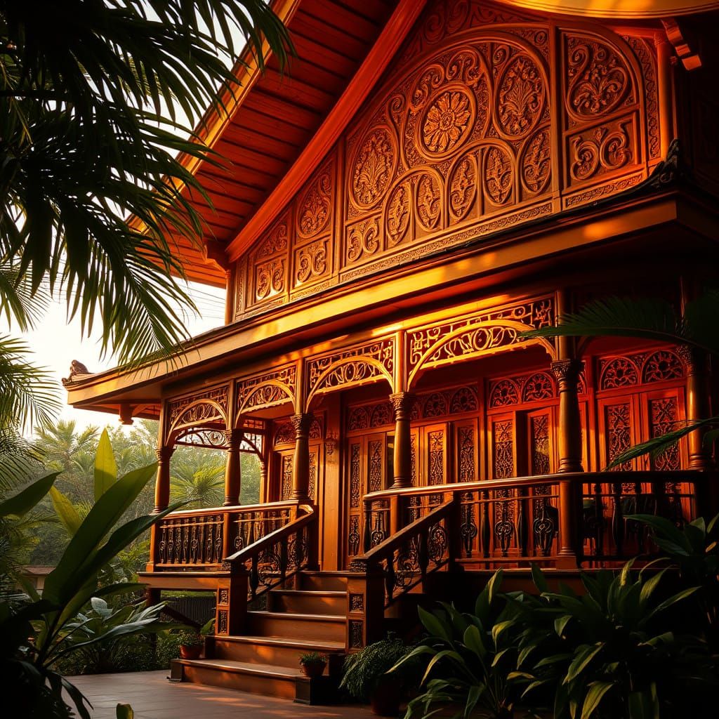 Exotic Wooden Malay Abode in Tropical Gardens