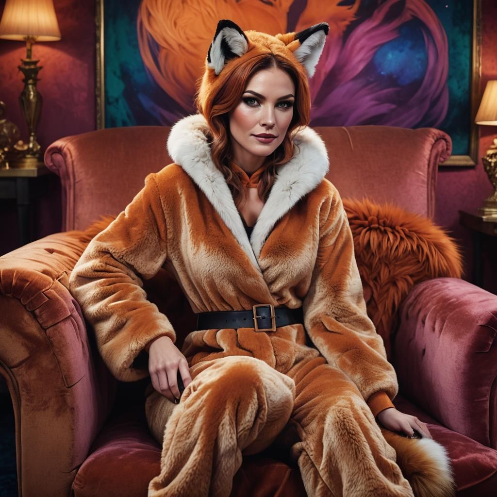 Elegant Fox Lady in Hyperrealistic Style