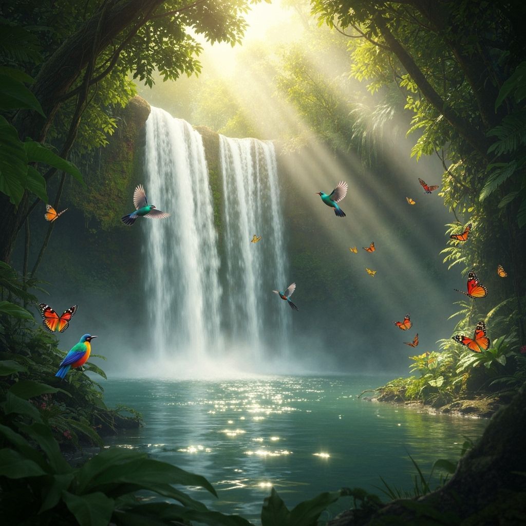 Lush Jungle Waterfall in Hyperrealistic Detail
