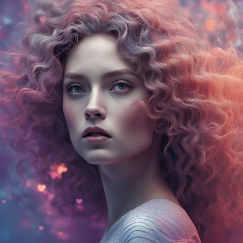 Ethereal Portrait of Woman with Quantum Motion Trails