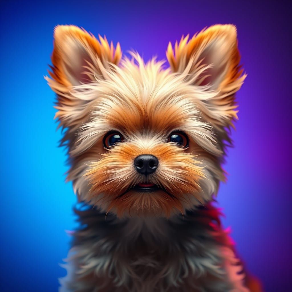 Vibrant Teacup Yorkie with Dreamlike Expression