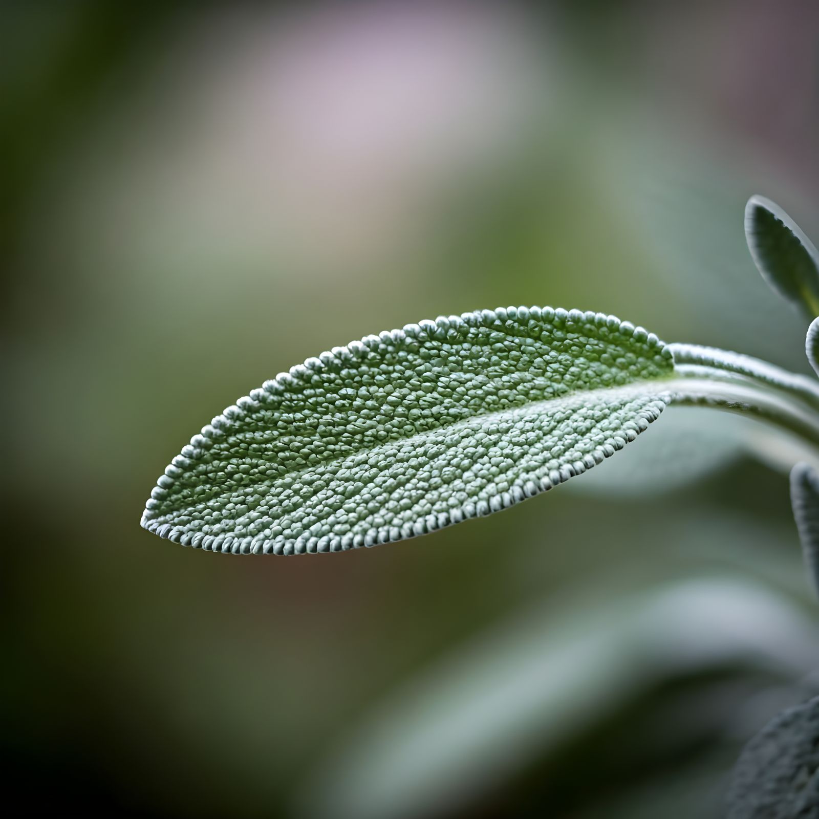 Botanical Macro Photography of Sage Leaf in Warm Light