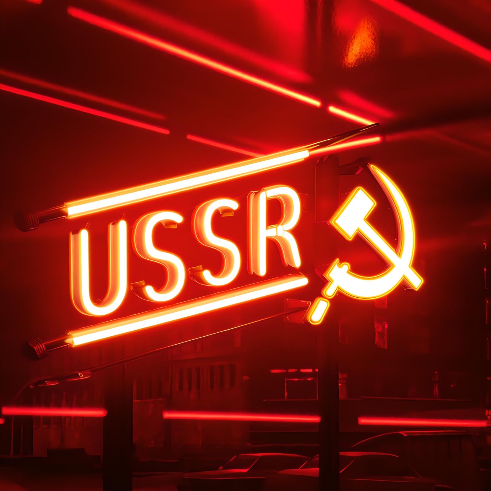 Vintage USSR Neon Sign with Soviet Symbol