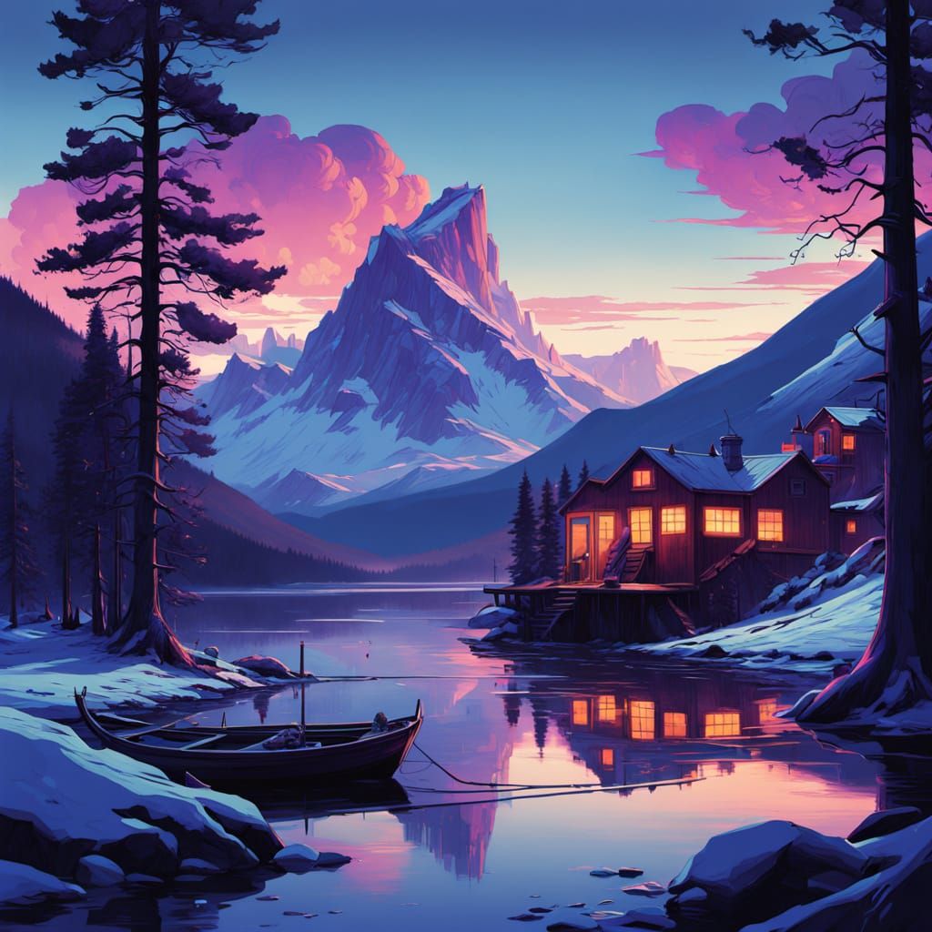 Majestic Stick Houses Village in Banff National Park