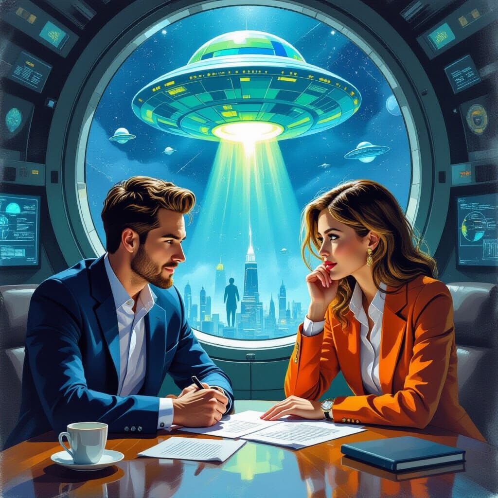 People Queue to Work for Alien Business as Gouache Painting