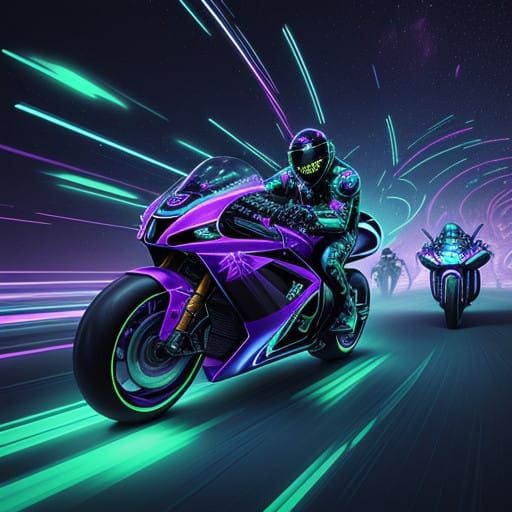 Retro-Futuristic Biker Mice from Mars in Neon-Lit Astral Vor...