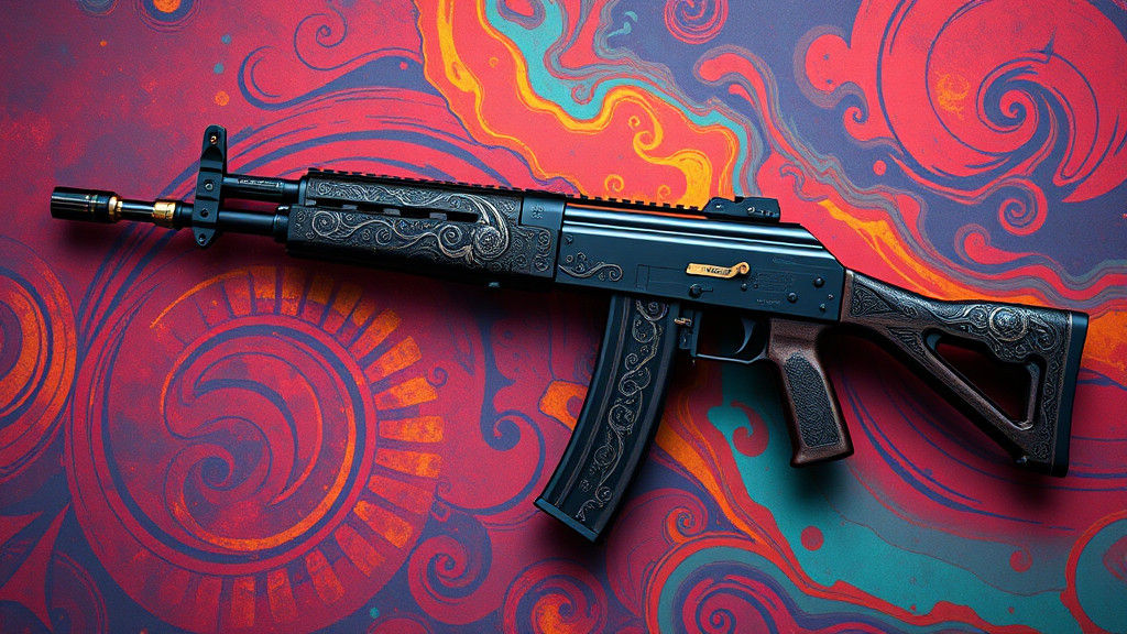 Ornate AK-47 Fantasy Gun in Detailed Matte Painting