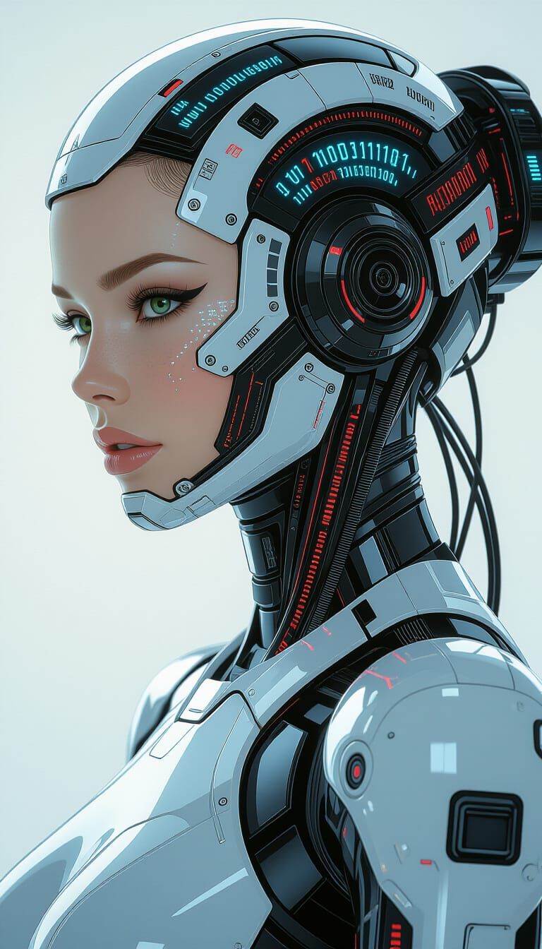 Cybernetic Maiden with Binary Sequences in Retro-Futuristic ...