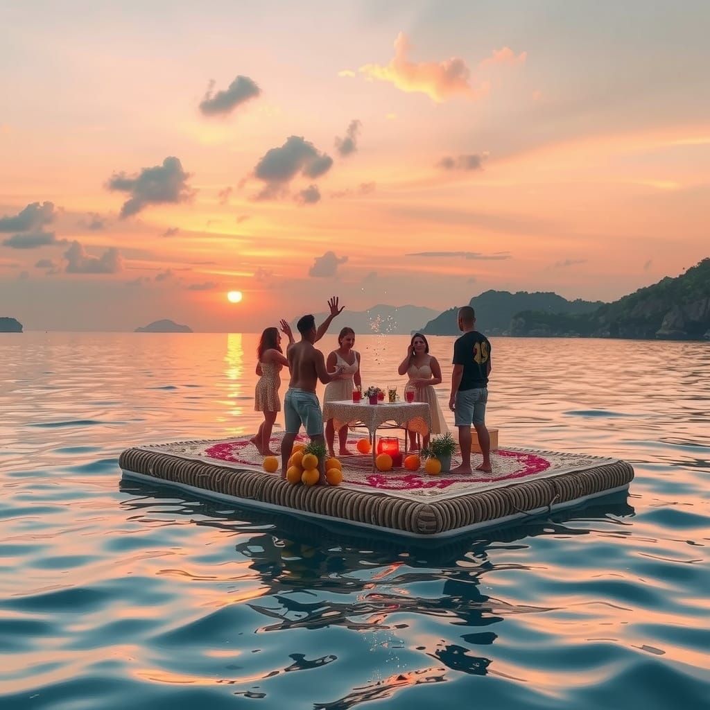 Island Celebration in Mid-Air