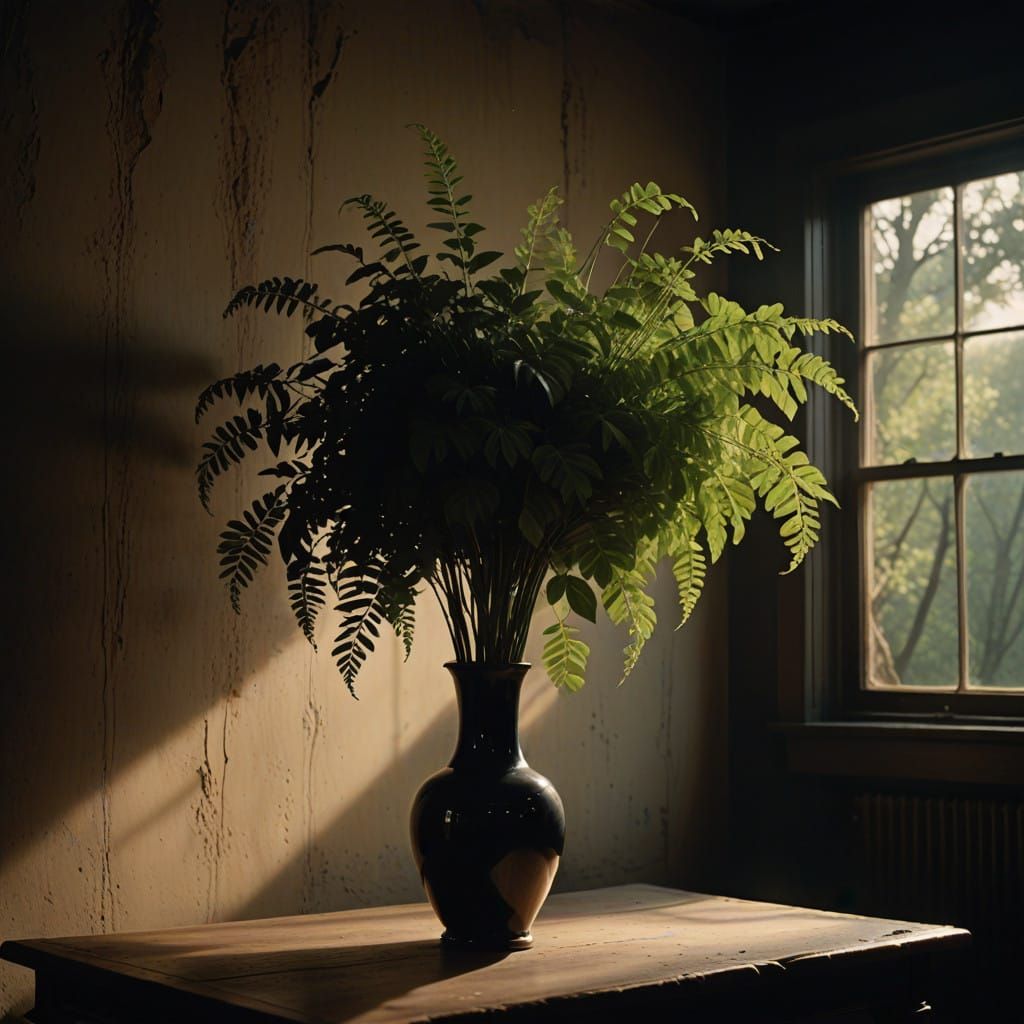 Elegant Clay Vase in Whimsical, Cinematic Still Life