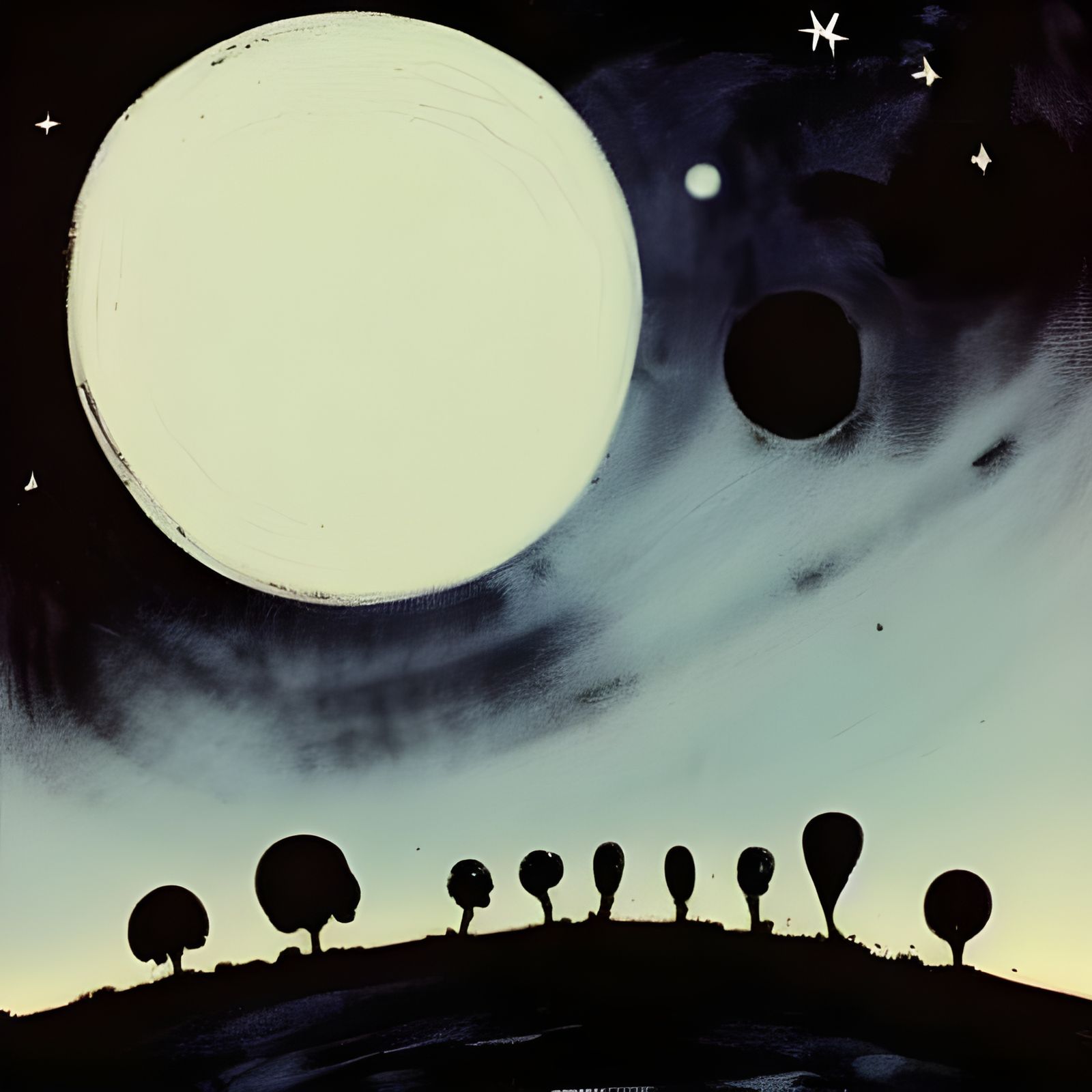 Grotesque Night Sky, Abstract Painting