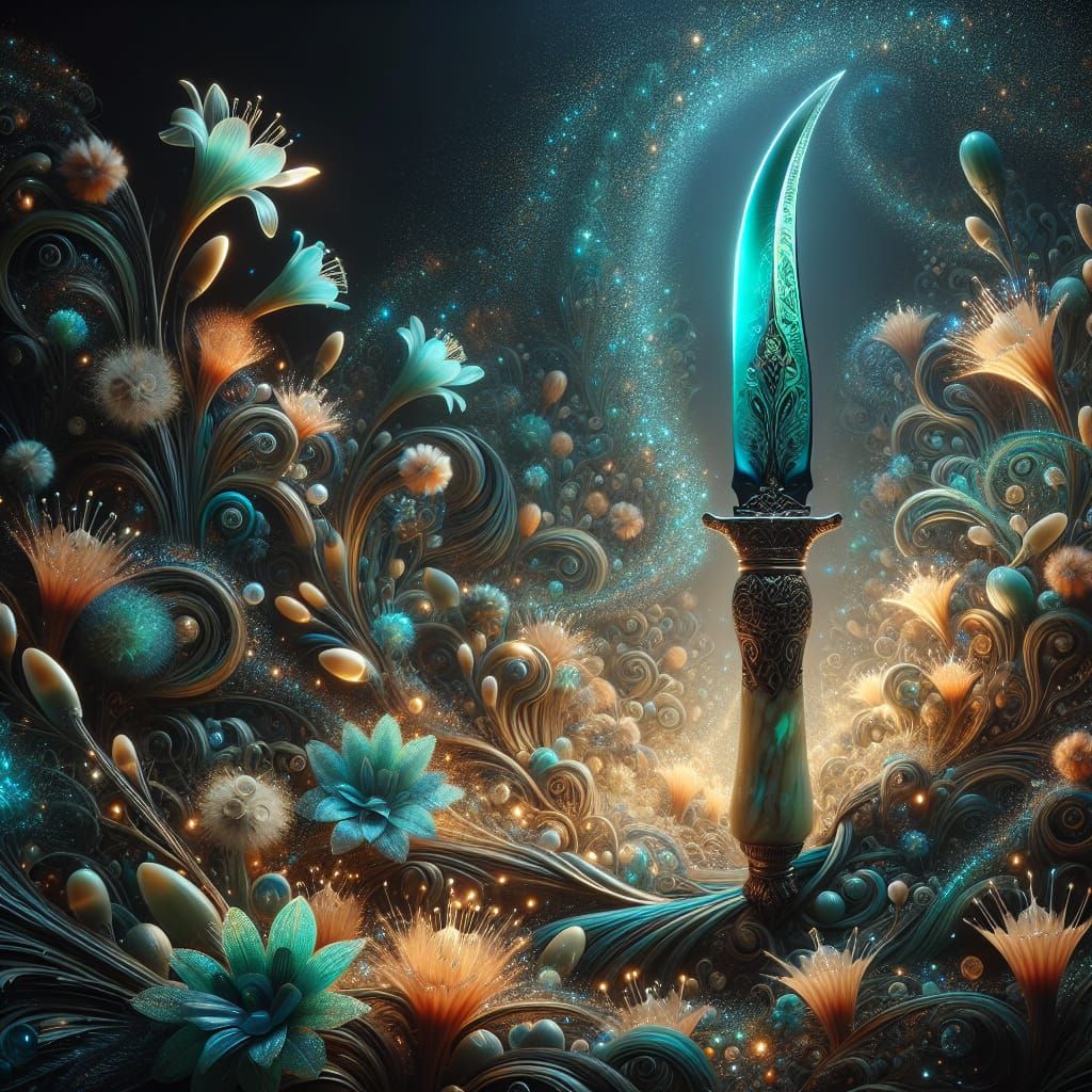 Ornate Turquoise Dagger in Hypermaximalist Setting