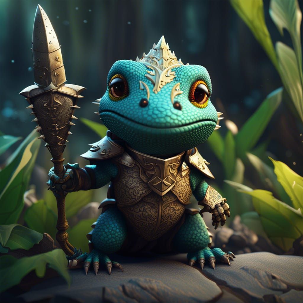 Detailed Lizard Knight Fantasy Concept Art