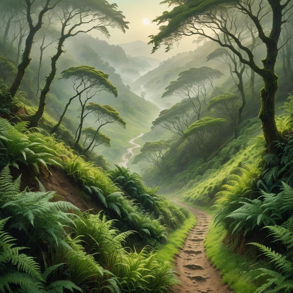 Ethereal Landscape with Figure in Fantasy Art Style