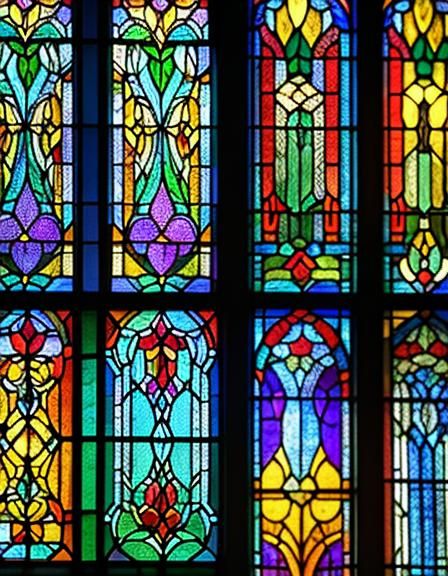 Boys Leaping in Stained Glass Style Art